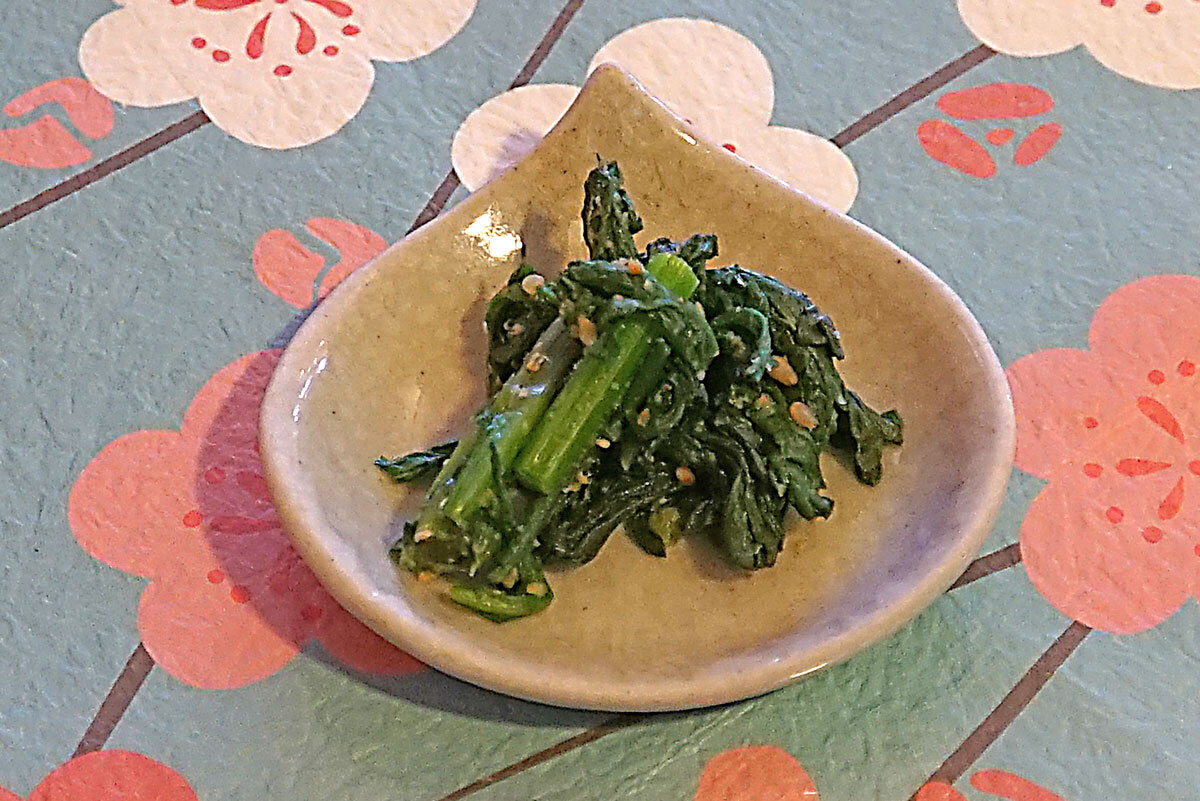 ほうれん草のごま和え：茨城県小美玉市の農家レストラン「野菜が笑う台所あかね」
